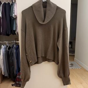 Cozy Taupe Cowl Neck Sweater